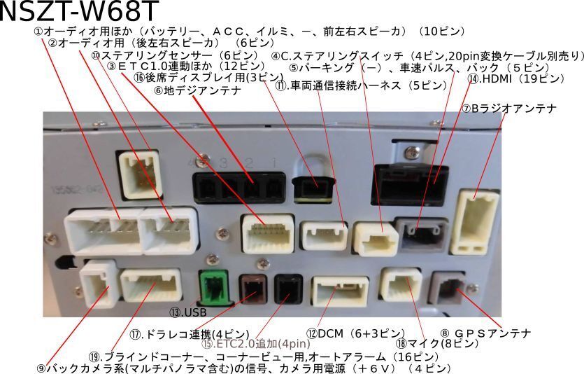 トヨタ純正ナビNSZT-W68Tの配線図について: okoyaの私的メモ